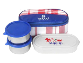 I-10 Stainless Steel Double Decker Lunch Box/Tiffin Box with Bag, Colour Stock per Avalibility, Set of 1