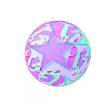 Bouncy stress reliever ball with LED lights for kids, showing its vibrant colors and texture